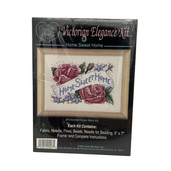 Cross My Heart Victorian Elegance Home Sweet Home Roses Cross Stitch Kit 5" x 7" - Picture 1 of 4